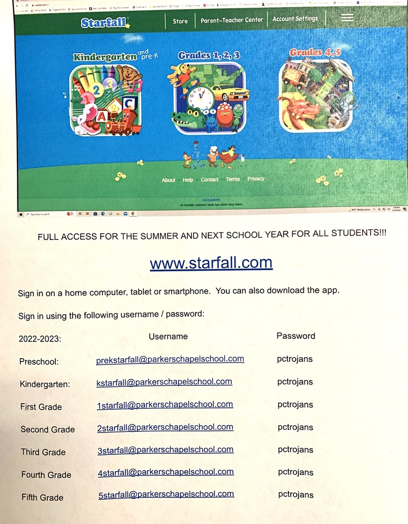 Starfall login info